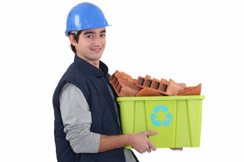 Construction site in Knightsbridge with waste clearance operations